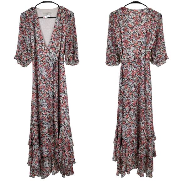 Allsaints NWT Delana Wilde Floral Wrap Chiffon Dress Size XS *Small Tear at Hem - Picture 4 of 9